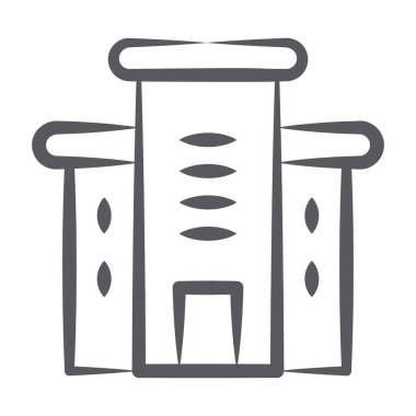 Okul binası simgesi karalama stili, gökdelen vektörü  