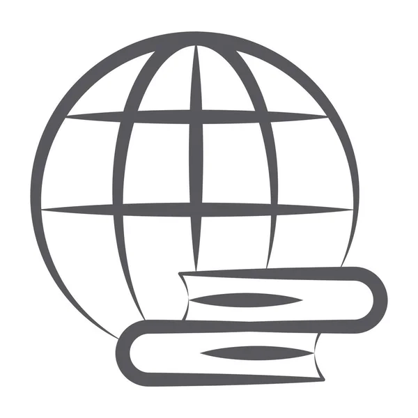 Ікона Земної Кулі Книгами Показують Глобальну Освіту — стоковий вектор