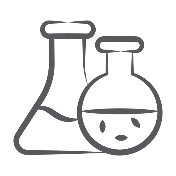 Erlenmeyer Lombik Erlenmeyer Lombik Kémiai Kísérlet Ikon Vonal Kialakításában — Stock Vector