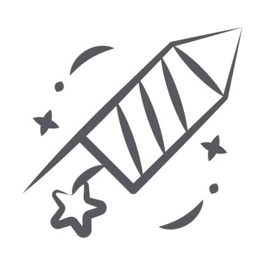 Modern çizgi biçiminde roket simgesi, olay kutlama vektörü için fişek 