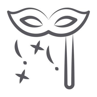 Karnaval maskesi simgesi tasarımı, karalama biçiminde tematik dekor vektörü 