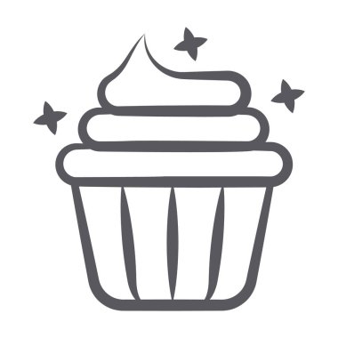 Modern karalama çizgisi tarzında peri pastası simgesi 