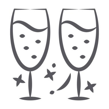 Düzenlenebilir karalama çizgisi tarzında şarap kadehleri simgesi 