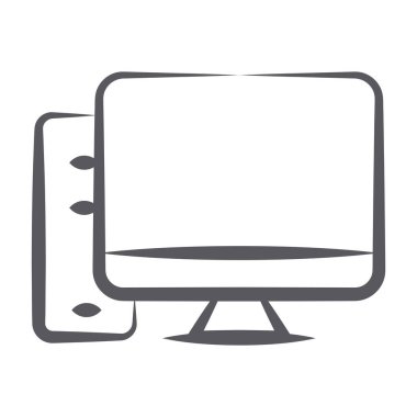 Cpu ile masaüstü, satır biçiminde bilgisayarın simgesi 