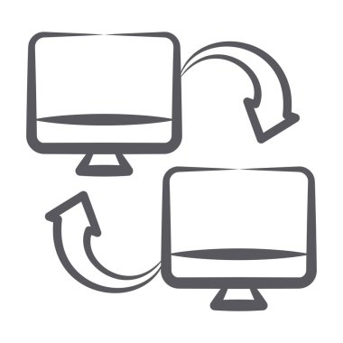 Bilgisayar bağlantı simgesi, oklarla bağlı masaüstleri