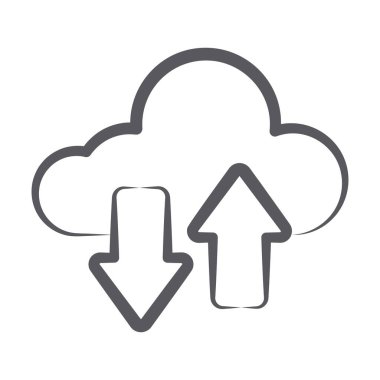 Bulut veri aktarım simgesini gösteren ters çevrilebilir oklar