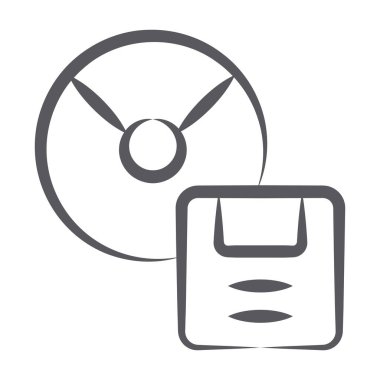 Disket diski ile disket çizgisi tasarımı, dijital bellek depolama simgesi