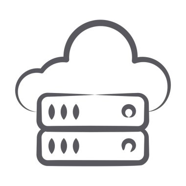 Bulut sunucu simgesi kavramını gösteren veri sunucu rafı olan bulut