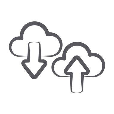 Bulut veri iletim simgesini gösteren ters çevrilebilir oklar