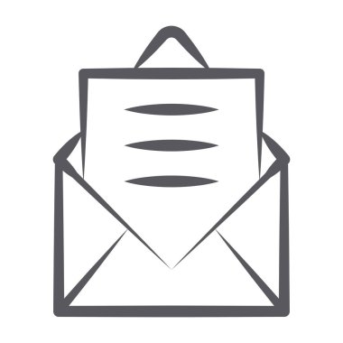 Zarfın içindeki harf, satır dizaynında posta simgesi