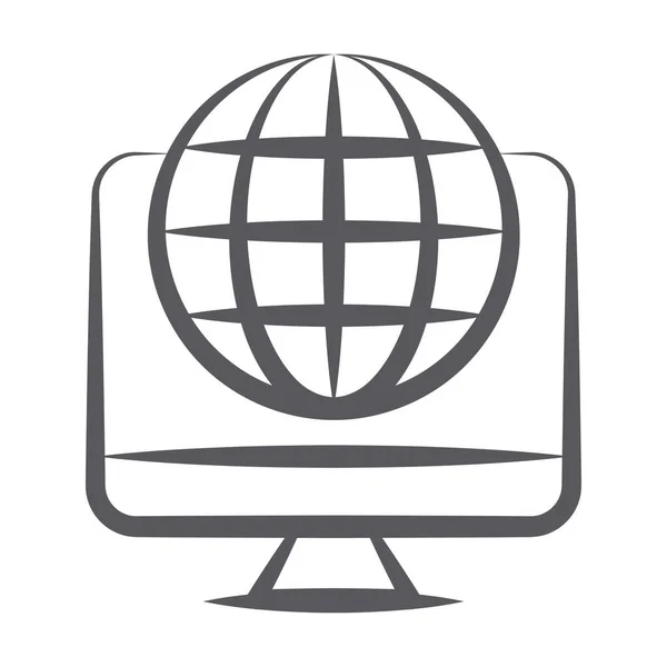 Глобус Монітором Показує Концепцію Комп Ютерної Іконки Інтернету — стоковий вектор