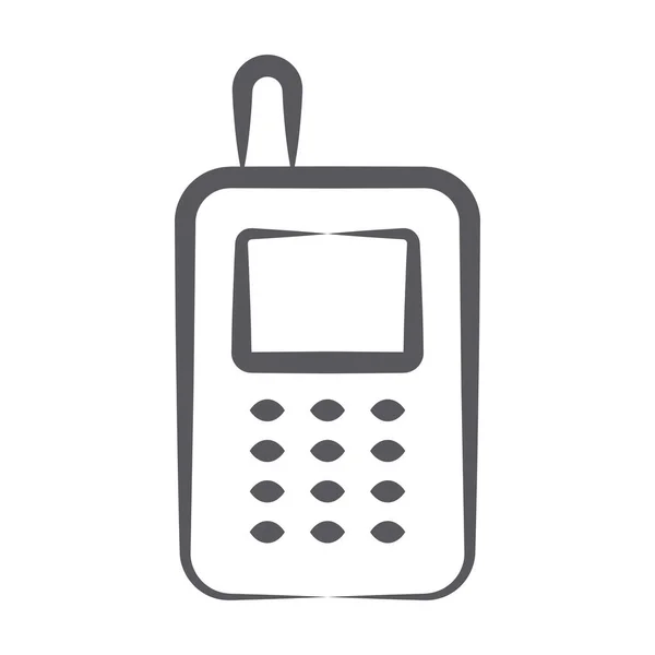Винтажный Мобильный Телефон Кнопкой Значок Рацией Рисунке Каракулей — стоковый вектор