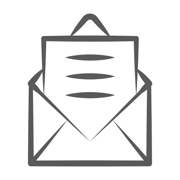 Γράμμα Μέσα Στο Φάκελο Εικονίδιο Του Ταχυδρομείου Στο Σχεδιασμό Γραμμής — Διανυσματικό Αρχείο