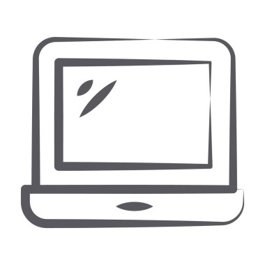 Karalama çizgisi tasarımında dizüstü bilgisayar simgesi.