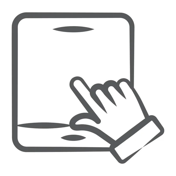 Toque Vetor Gesto Mão Dispositivo Estilo Editável — Vetor de Stock