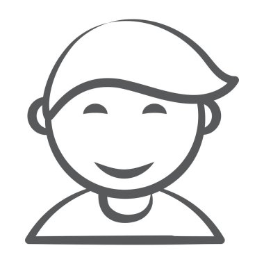 Gülümseyen yüz genç avatar, oğul çizgisi simgesi