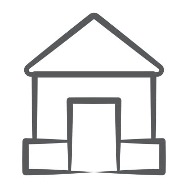An open entrance of a building denoting shed in line icon clipart
