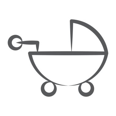 Dört teker bebek arabası, bebek puseti çizgisi vektörü 