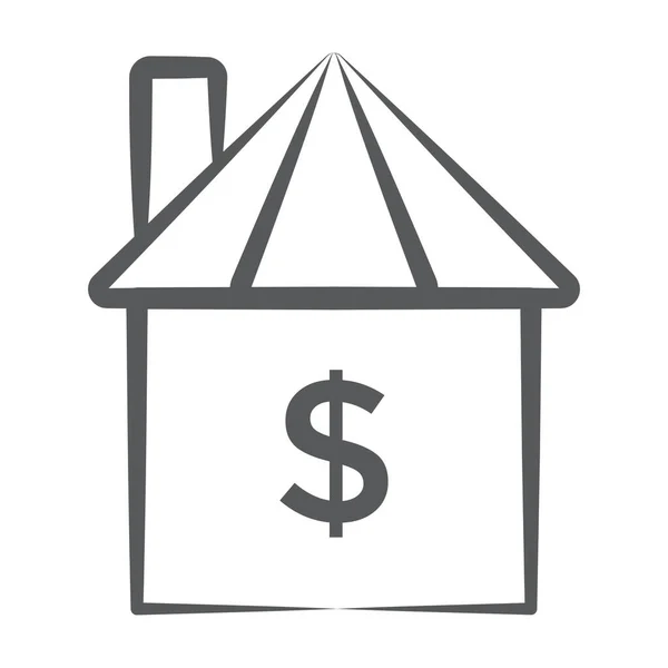 Dollar Home House Price Line Icon — Stock Vector