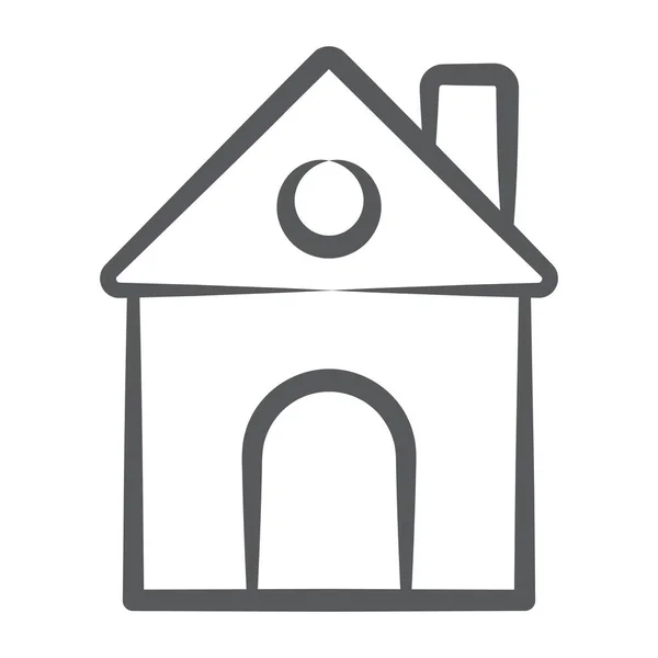 Εξωτερική Απεικόνιση Σπιτιού Σχεδιασμένου Εικονίδιο Γραμμής — Διανυσματικό Αρχείο