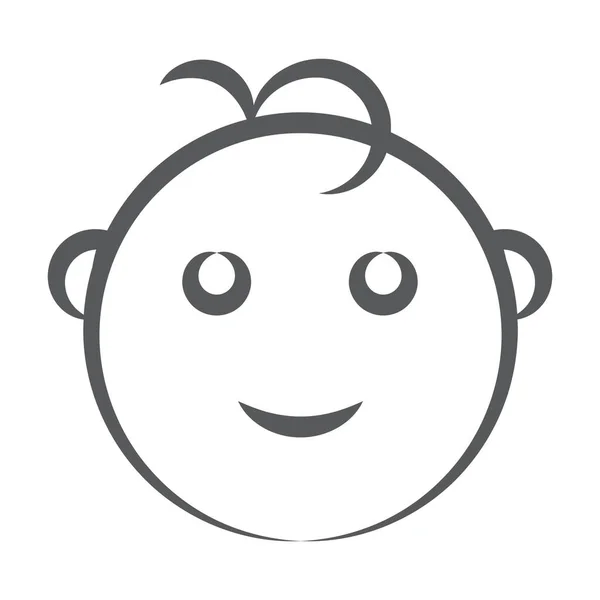 Ένα Μικρό Παιδί Χαμόγελο Στο Πρόσωπο Εικονίδιο Γραμμής — Διανυσματικό Αρχείο