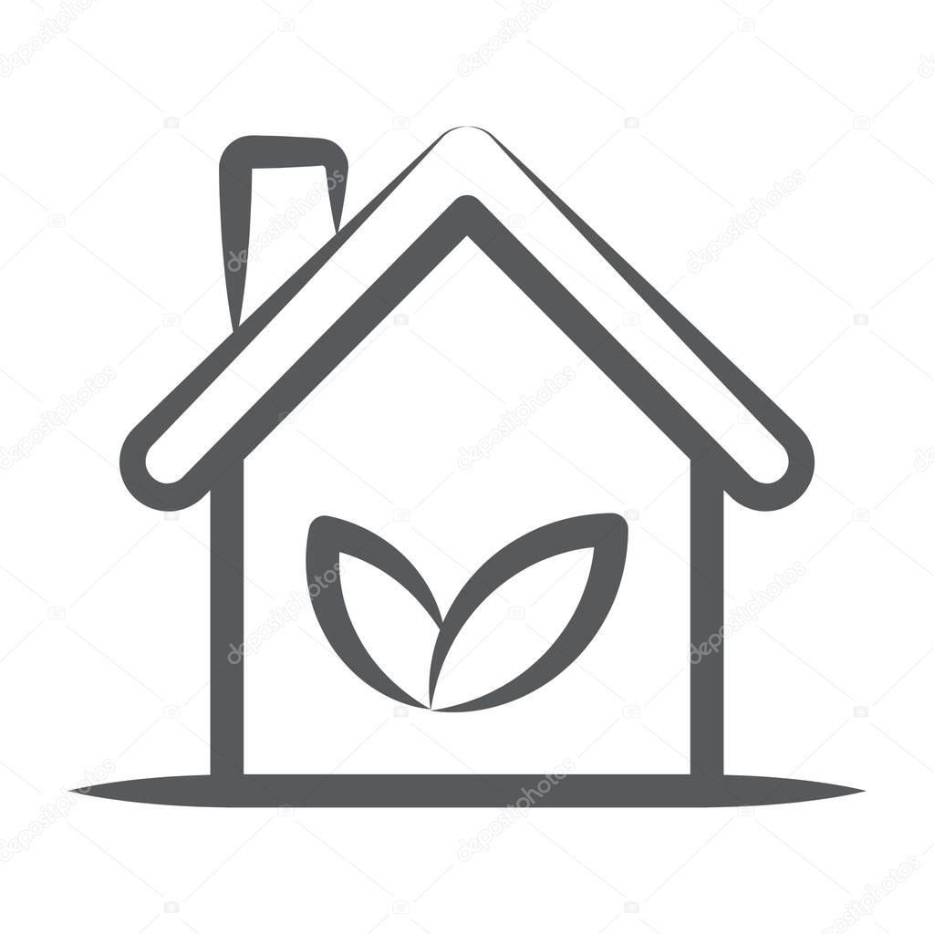 Trendy icon of greenhouse or eco house 