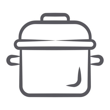 Yemek pişirmek için kapaklı bir düdüklü tencere, elle çizilmiş vektör biçimi. 