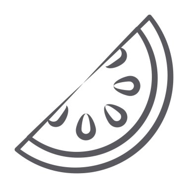 Organik karpuz dilimi vektör tasarımı, sağlıklı meyvenin karalama simgesi 