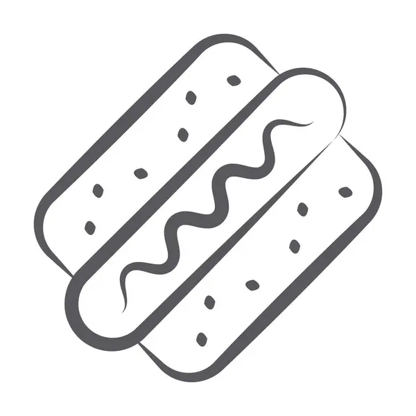 Sandwich Hotdog Estilo Doodle Editable — Vector de stock