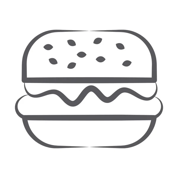 Hamburger 아이콘 디자인 Doodle Line Vector 스타일 — 스톡 벡터