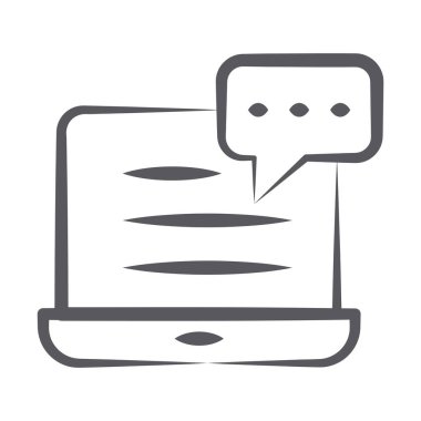 Laptop ekranında sohbet baloncukları, sohbet konsepti simgesi.