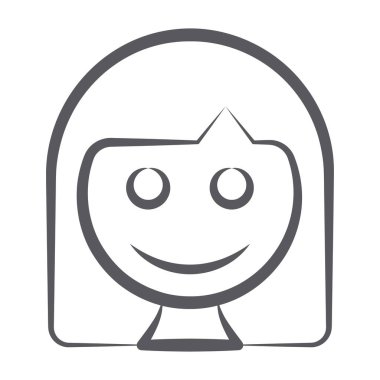 Kız emojisinin karalama çizgisi simgesi, tatlı genç bayan 