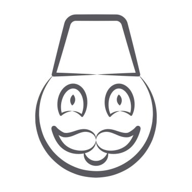 Çizgi tasarımında bıyık yüz simgesi