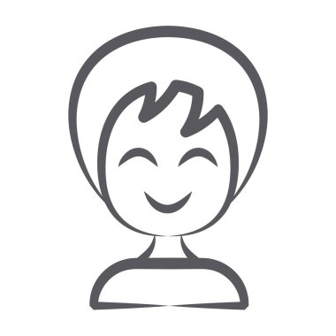 Karalama dizaynlı kadın avatar, mutlu kız simgesi 