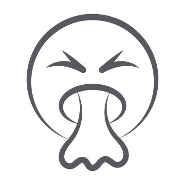 Face with open mouth vomiting emoji in doodle line style   clipart