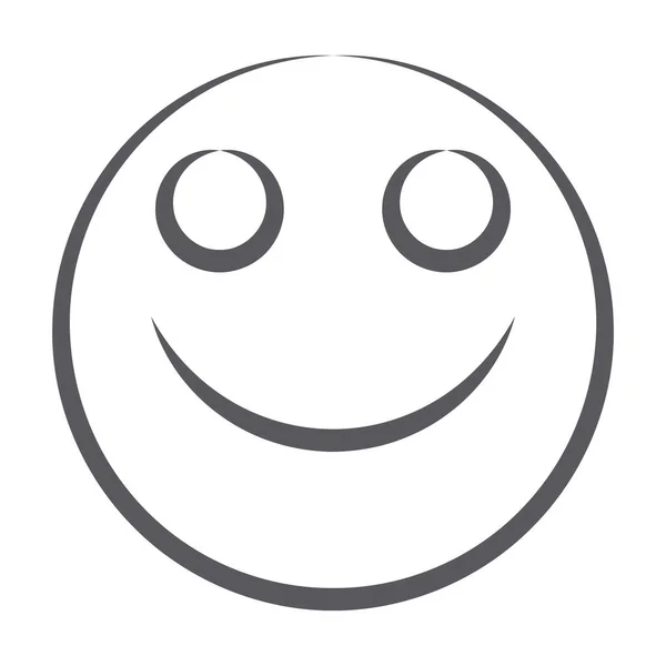 Ícone Expressão Facial Feliz Branco Estilo Doodle Line — Vetor de Stock