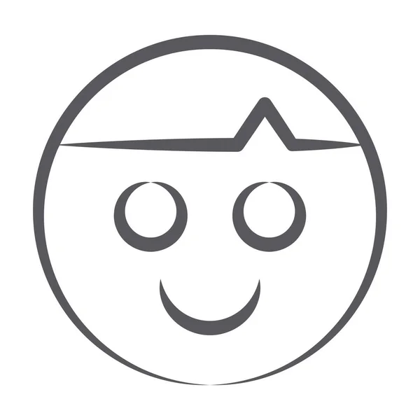 Doodle Stroke Ikon Boldog Emoji Aranyos Arc Kifejezés — Stock Vector