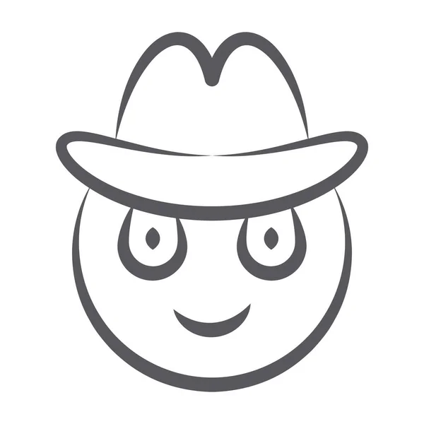 Doodle Line Icoon Van Cowboy Emoji Trendy Emotag — Stockvector