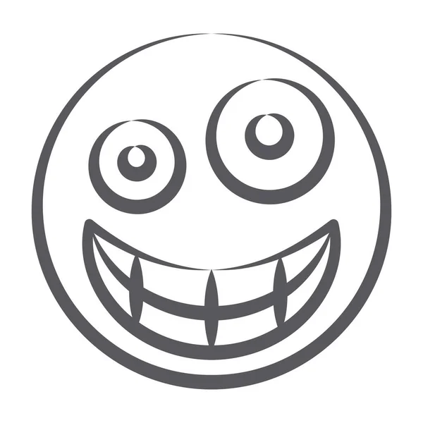 Expression Faciale Stupide Ligne Doodle Icône Sourire Zany Emoji — Image vectorielle