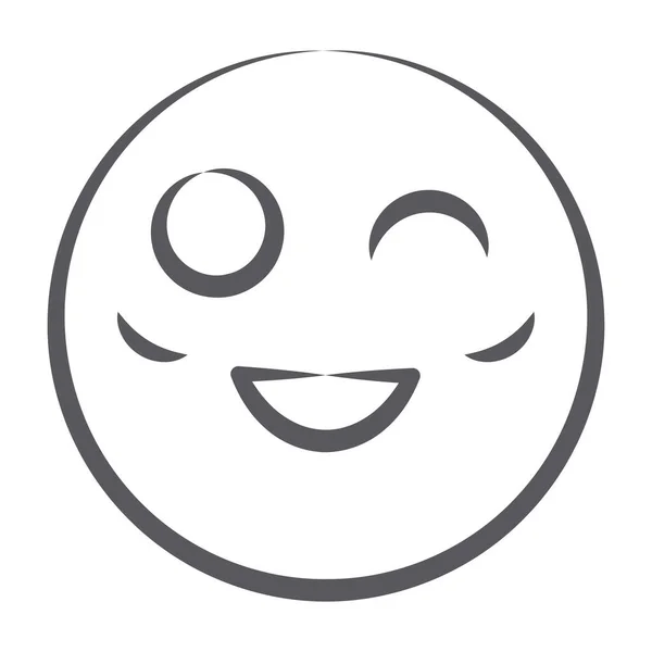 Clin Oeil Phrase Emotag Ligne Gribouillage Icône Winky Emoji — Image vectorielle