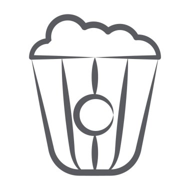 Sinema atıştırmalıkları, çizgi vektör tasarımında patlamış mısır simgesi.