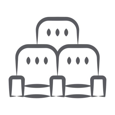 Karalama çizgisi simgesinde modern sinema koltukları