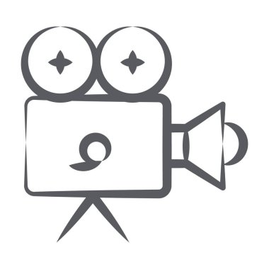 Profesyonel film kamera simgesi, kamera vektörü yazdırma çizgisi tasarımı