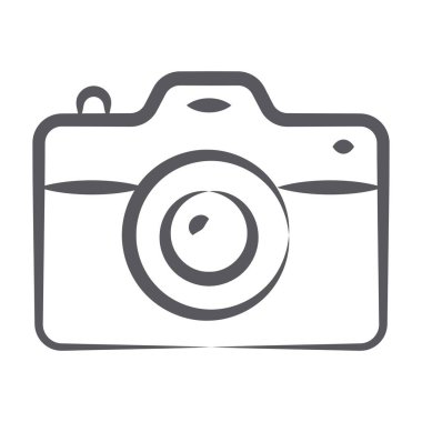 Kamera, fotoğraf aracı simgesi karalama çizgisi tasarımı 