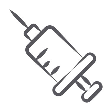 Karalama çizgisi biçiminde plastik tıbbi şırınga simgesi 