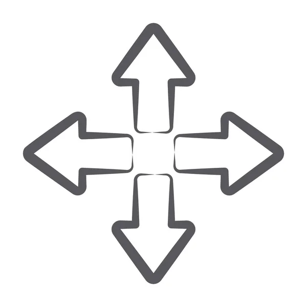 Crossroad Arrows Doodle Line Icon Design — Stock Vector