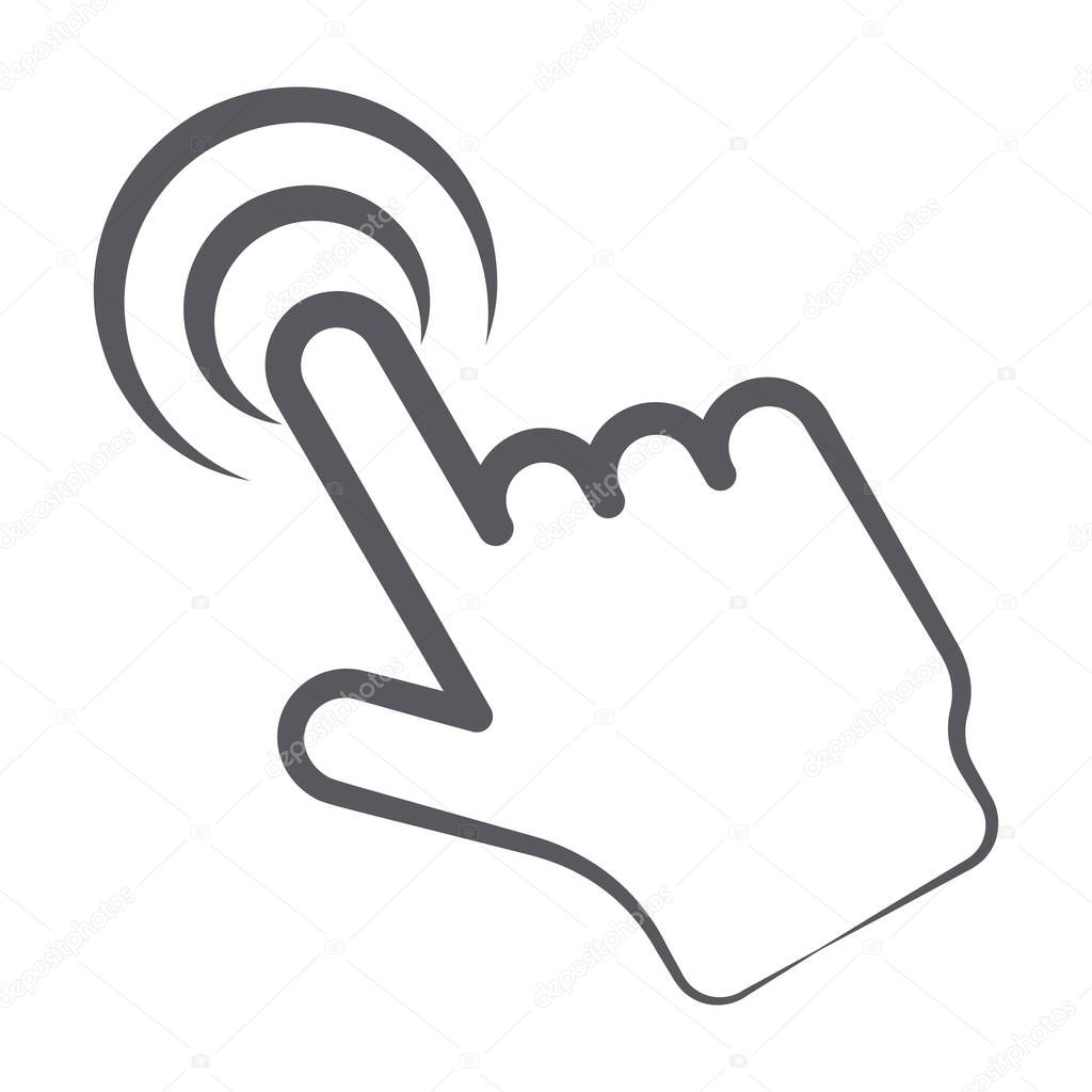 Finger pointing, doodle line icon of interaction with apps or softwares 