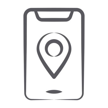 Modern vektörde mobil konum simgesi biçimi, çevrimiçi navigasyon 