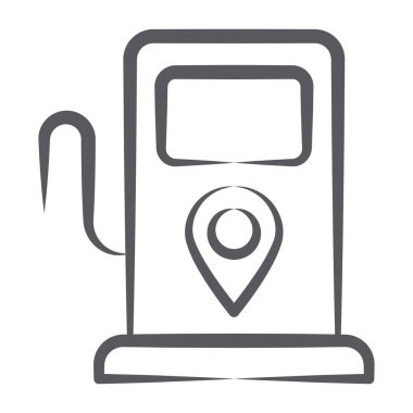 Yakıt istasyonu konumu, benzin pompalı harita işaretleyicisi vektörü 