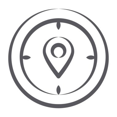 Pusula içinde konum işaretleyici gül, yön vektörü 